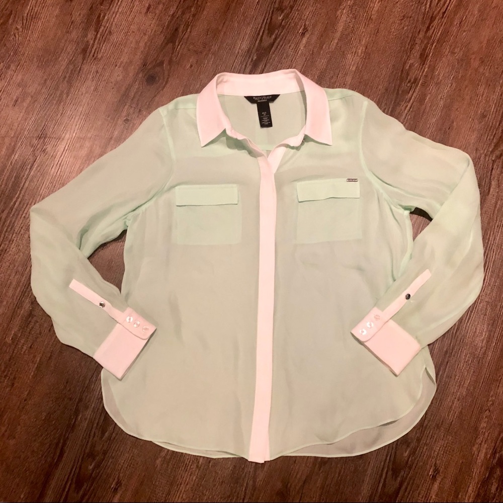 White House Black Market Silk Blouse - Mint - 8P
